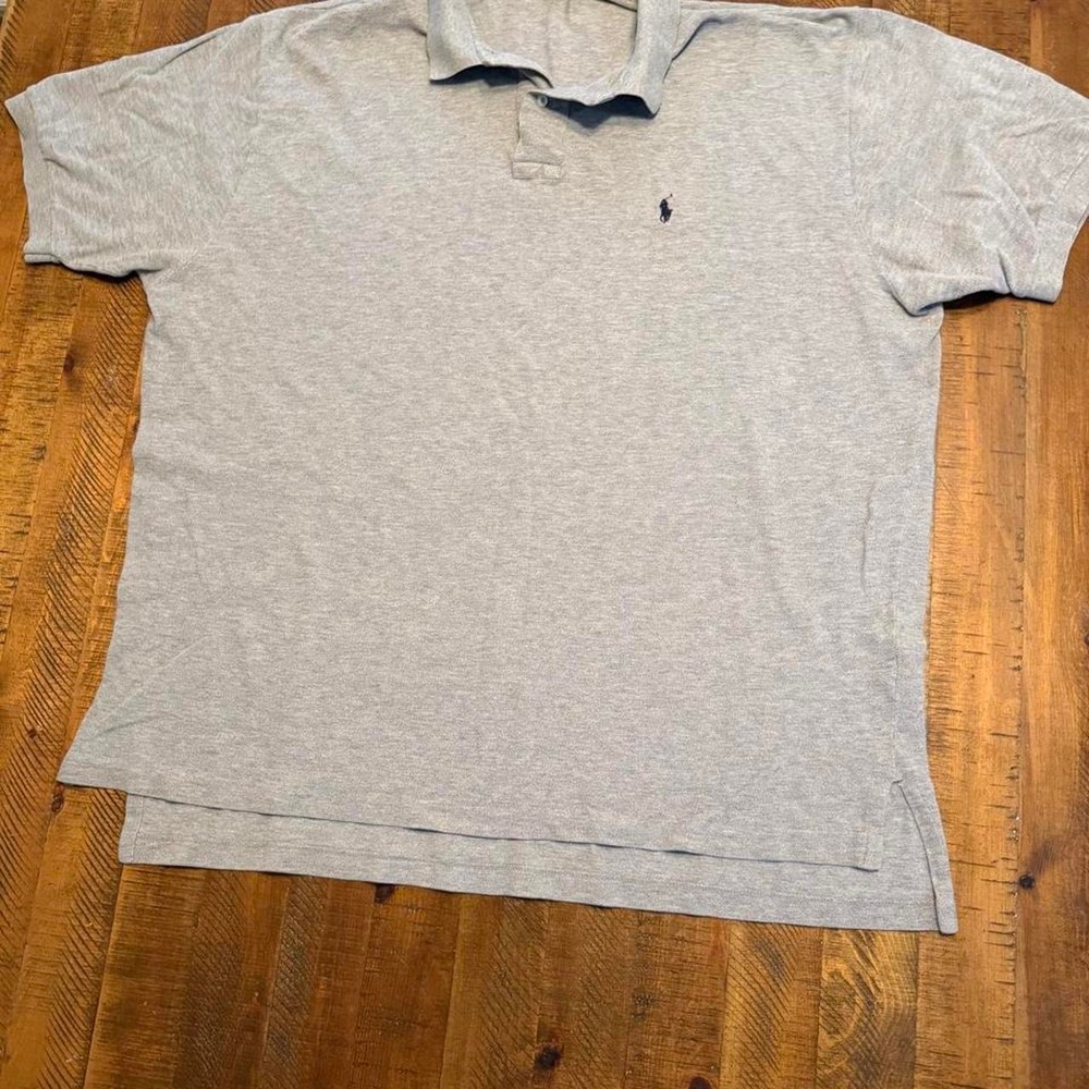 Polo Ralph Lauren Performance Solid Gray Polo Blue Pony Mens XXL Preppy Casual